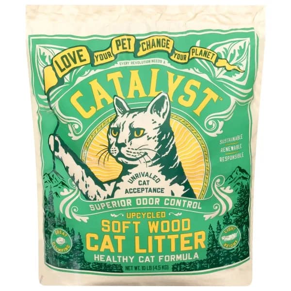 Catalyst Pet Softwood Natural Clumping Cat Litter, Original Formula 15-pound bag of upcycled pine fiber litter