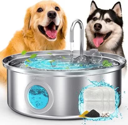 OneIsAll 1.8-gallon stainless steel dog water fountain