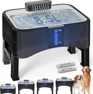 UPSKY elevated adjustable stainless steel dog water fountain