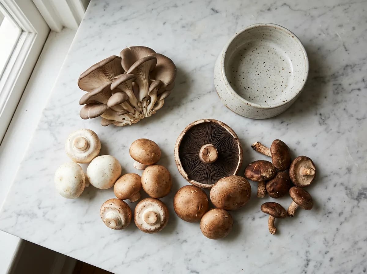 Safe store-bought mushroom varieties dogs can eat, including portobello and shiitake