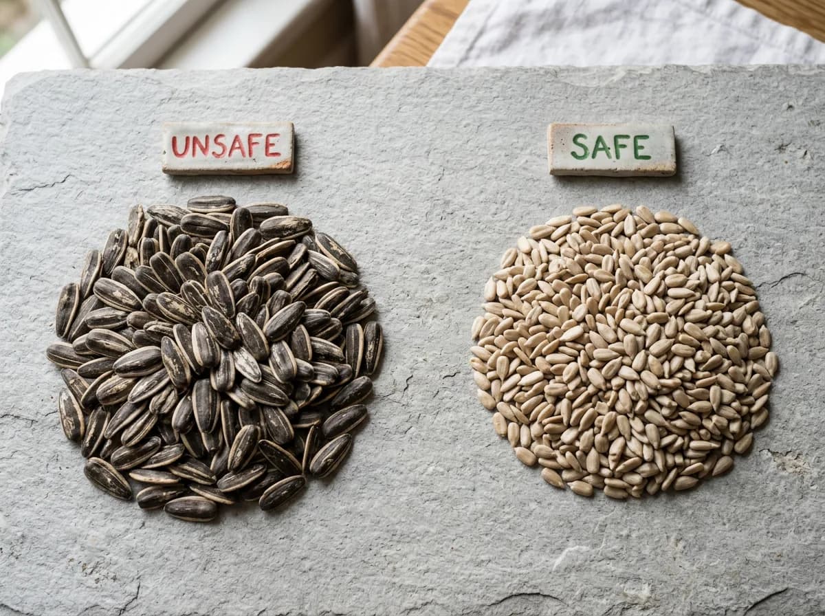 Shelled sunflower seed kernels versus unsafe in-shell sunflower seeds for dogs