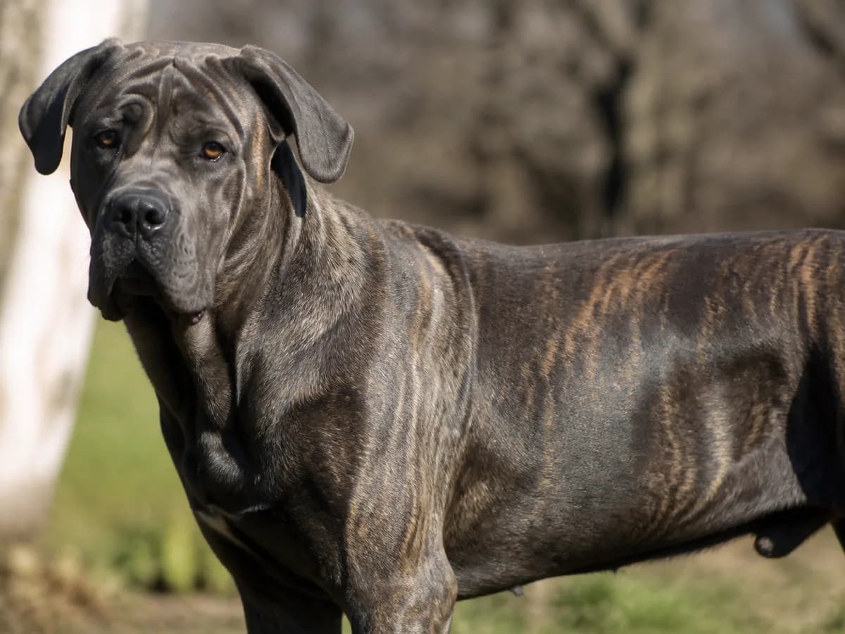 Close natural view of a short Cane Corso coat showing color and brindle pattern without extreme macro distortion