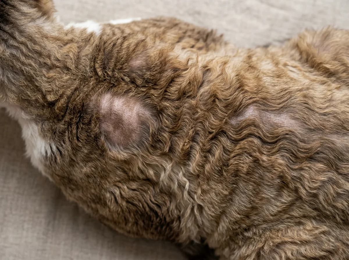 Close-up of a Devon Rex short wavy rexed coat showing sparse suede-textured fur