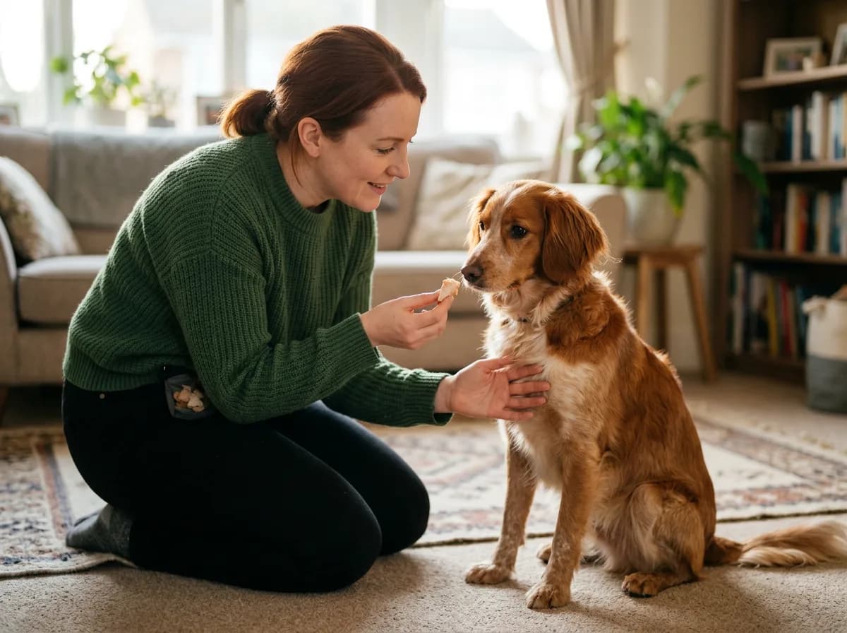Positive reinforcement training to help reduce dog anxiety