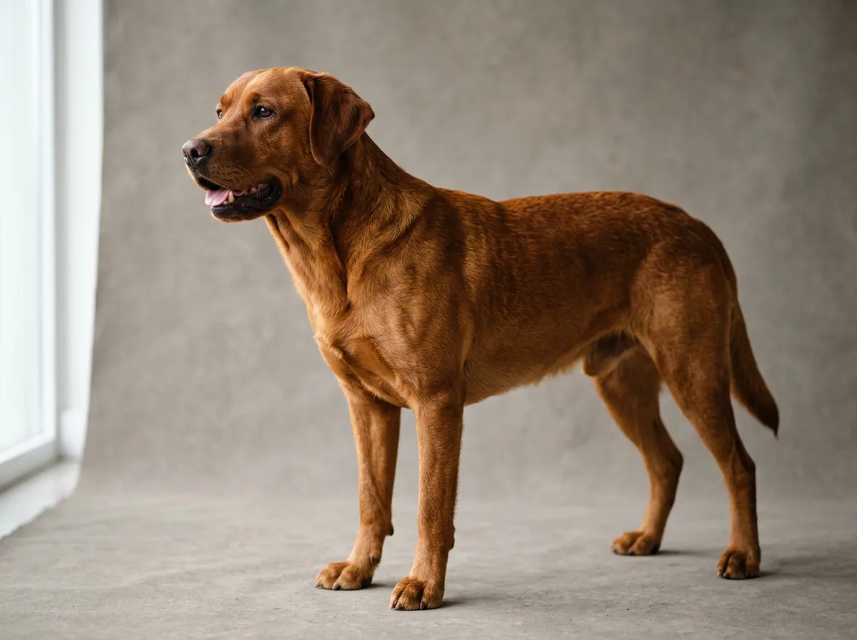 a fox red (deep russet) Labrador retriever illustrating Show Lines vs. Field Lines: Where Fox Reds Come From