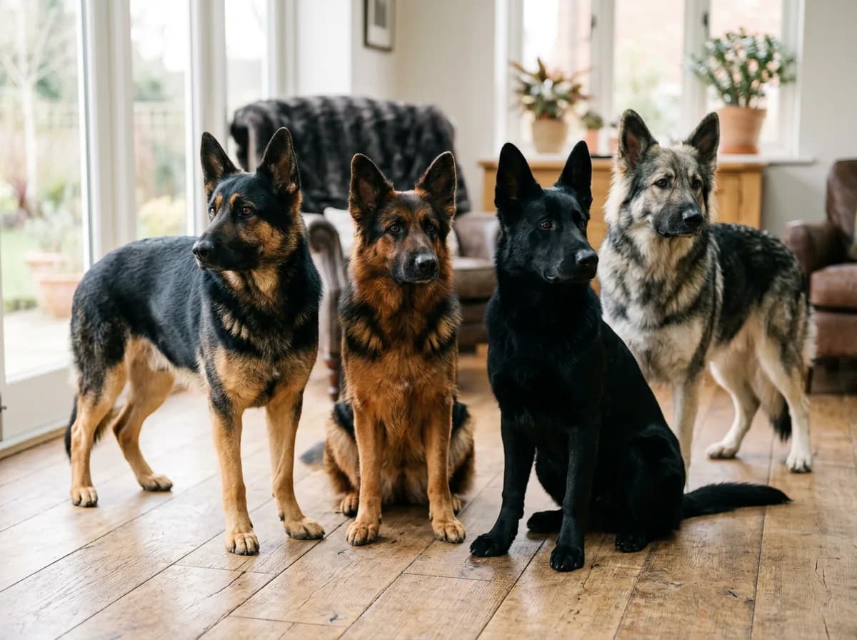 German Shepherd dogs of varied coat colors illustrating How German Shepherd Coat Color Works