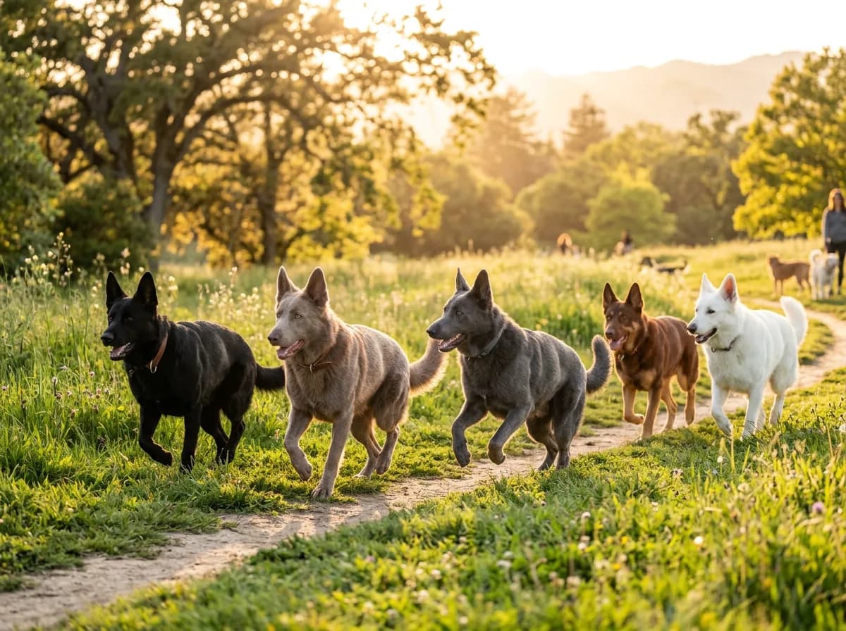 German Shepherd dogs of varied coat colors illustrating Non-Standard and Rare German Shepherd Colors