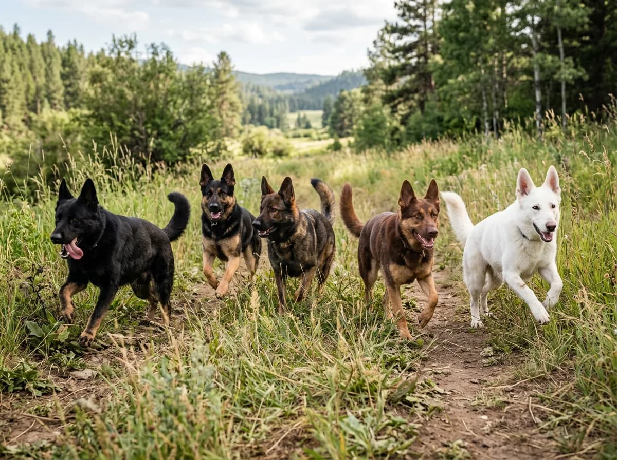 German Shepherd dogs of varied coat colors illustrating What Color Says About Health and Temperament
