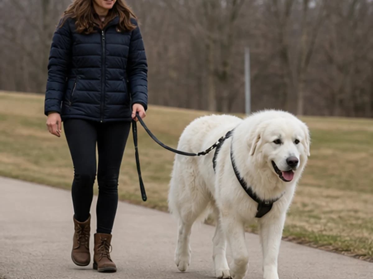 Leash walk with a properly fitted harness