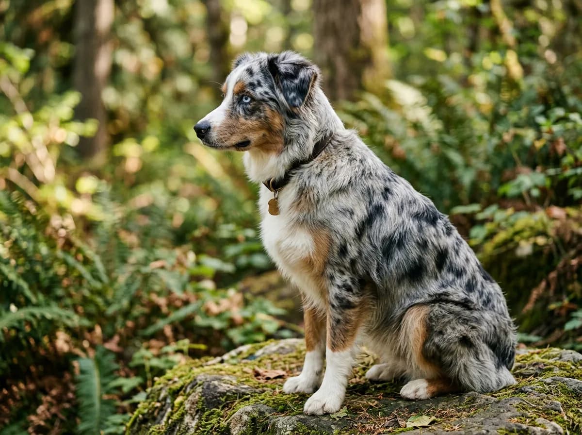 dogs with merle coat patterns (mottled patches, often blue eyes) illustrating Merle patterns and look-alikes