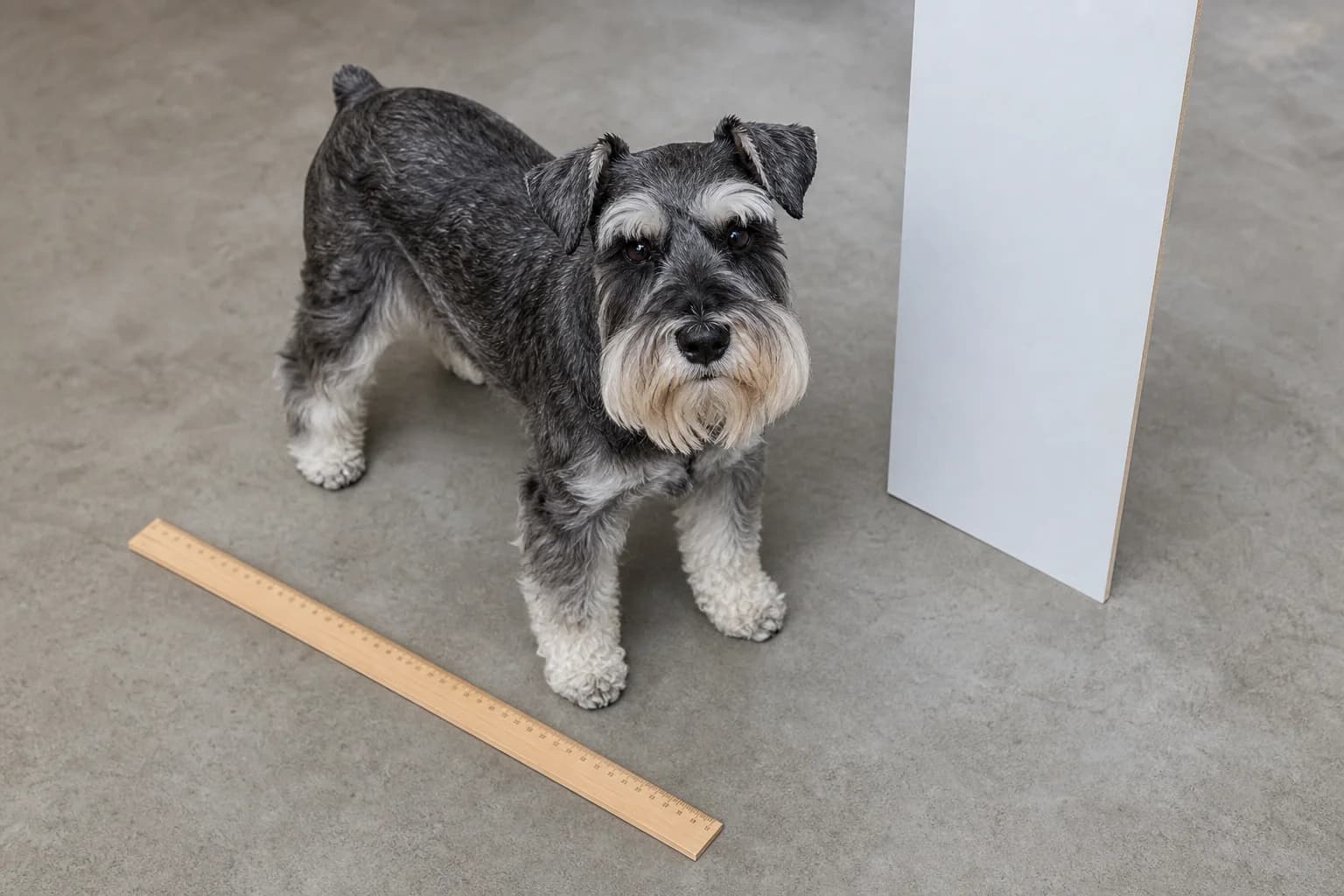 A full standing adult Miniature Schnauzer with an unobstructed outline