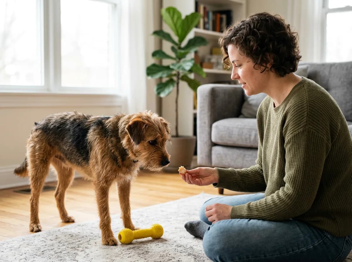a dog exhibiting resource-guarding behavior or calm counter-conditioning training illustrating What Is Resource Guarding in Dogs?