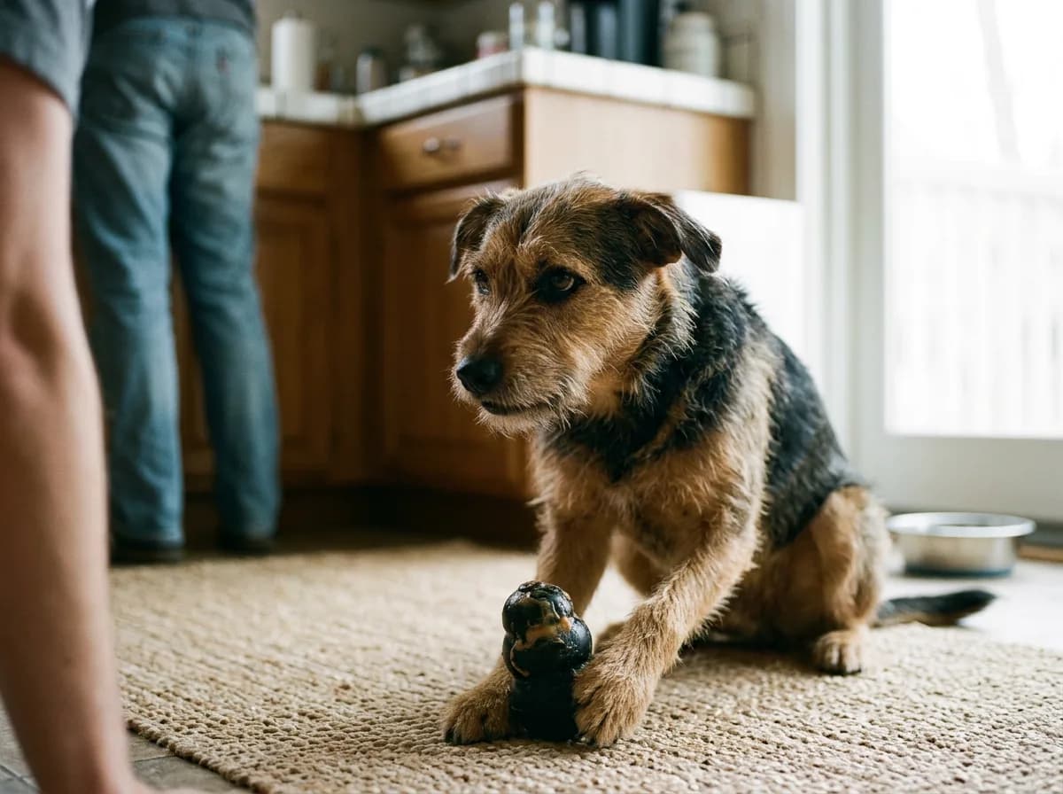a dog exhibiting resource-guarding behavior or calm counter-conditioning training illustrating Why Do Dogs Resource Guard?