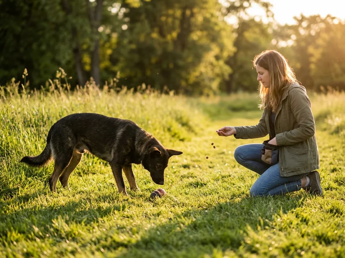 a dog exhibiting resource-guarding behavior or calm counter-conditioning training illustrating The Warning Signs: Reading Guarding Before It Escalates
