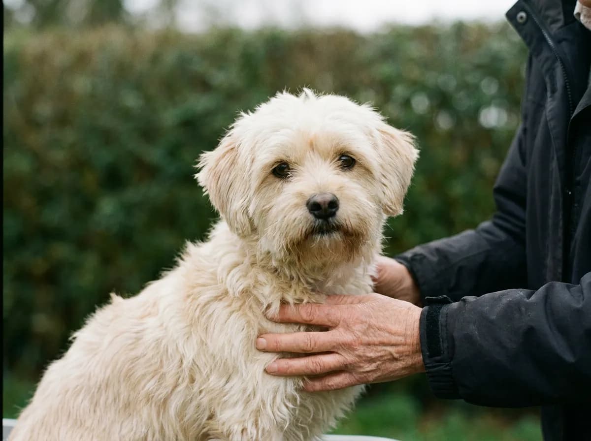 Cream Shorkie with a rounded face and fluffy coat