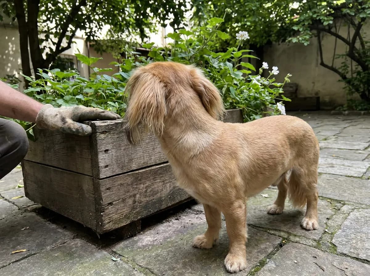 Golden Shorkie with a shorter body coat and longer ear hair
