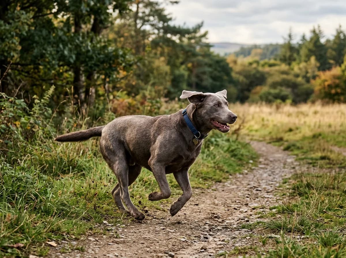 a silver Labrador retriever with its distinctive grey dilute coat illustrating Silver lab health: what is real and what is myth