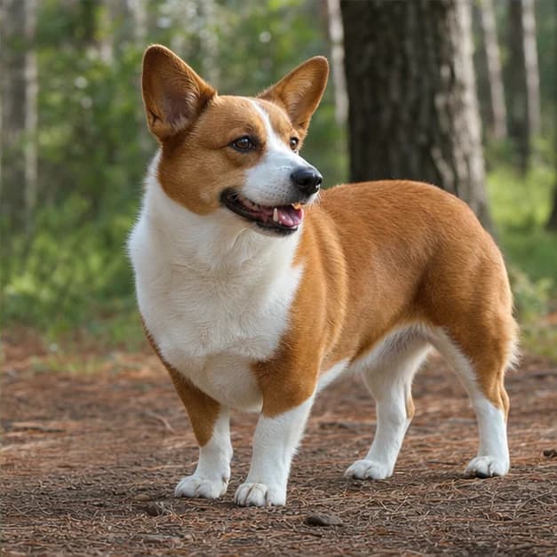 Adult Corgi Dachshund mix standing outdoors in a natural posture