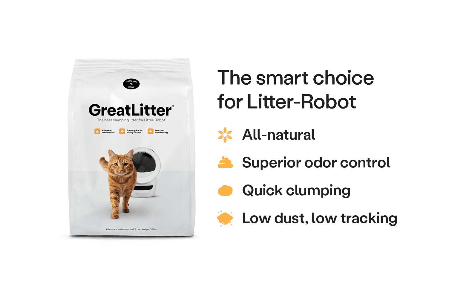 Whisker GreatLitter low-dust clumping cat litter bag