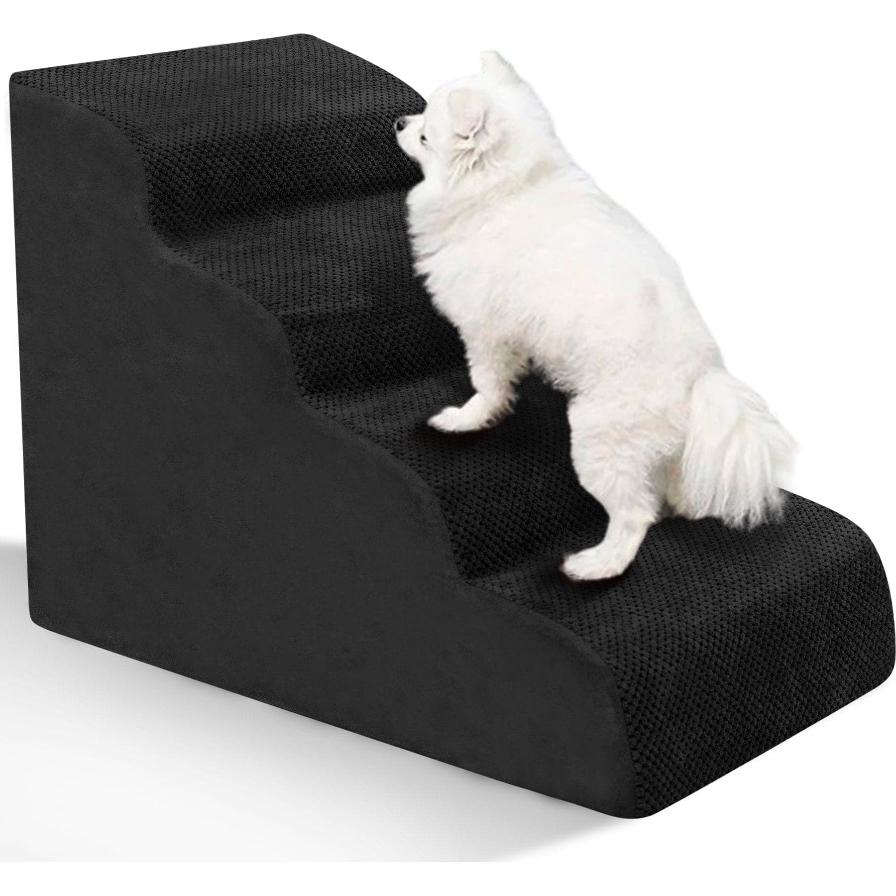 Niubya High Density Foam Extra Wide Non-Slip Bottom High Bed, Couch & Sofa Dog Stairs, Black, 4 steps