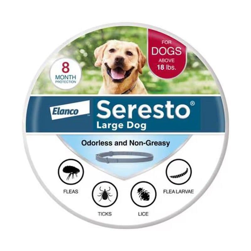 Seresto flea and tick collar for large dogs over 18 lbs, eight month protection