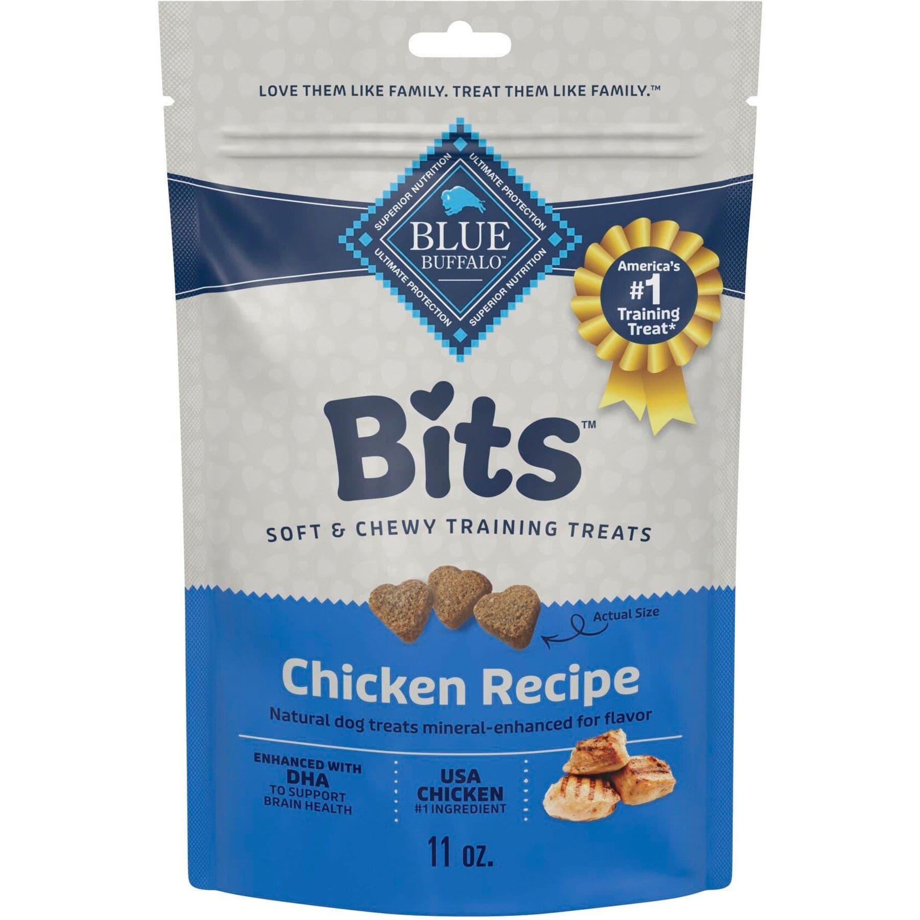 Blue Buffalo Blue Bits Tasty Chicken Recipe Soft-Moist Training Dog Treats, 11-oz bag product package