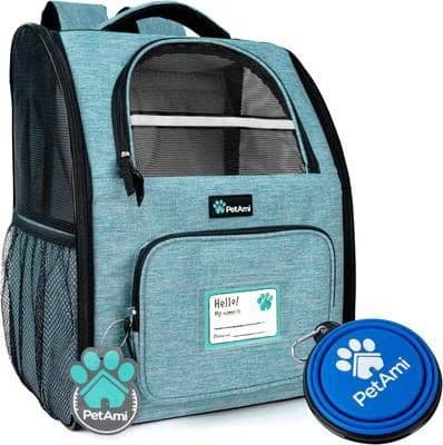 PetAmi Deluxe dog and cat carrier backpack in sea blue