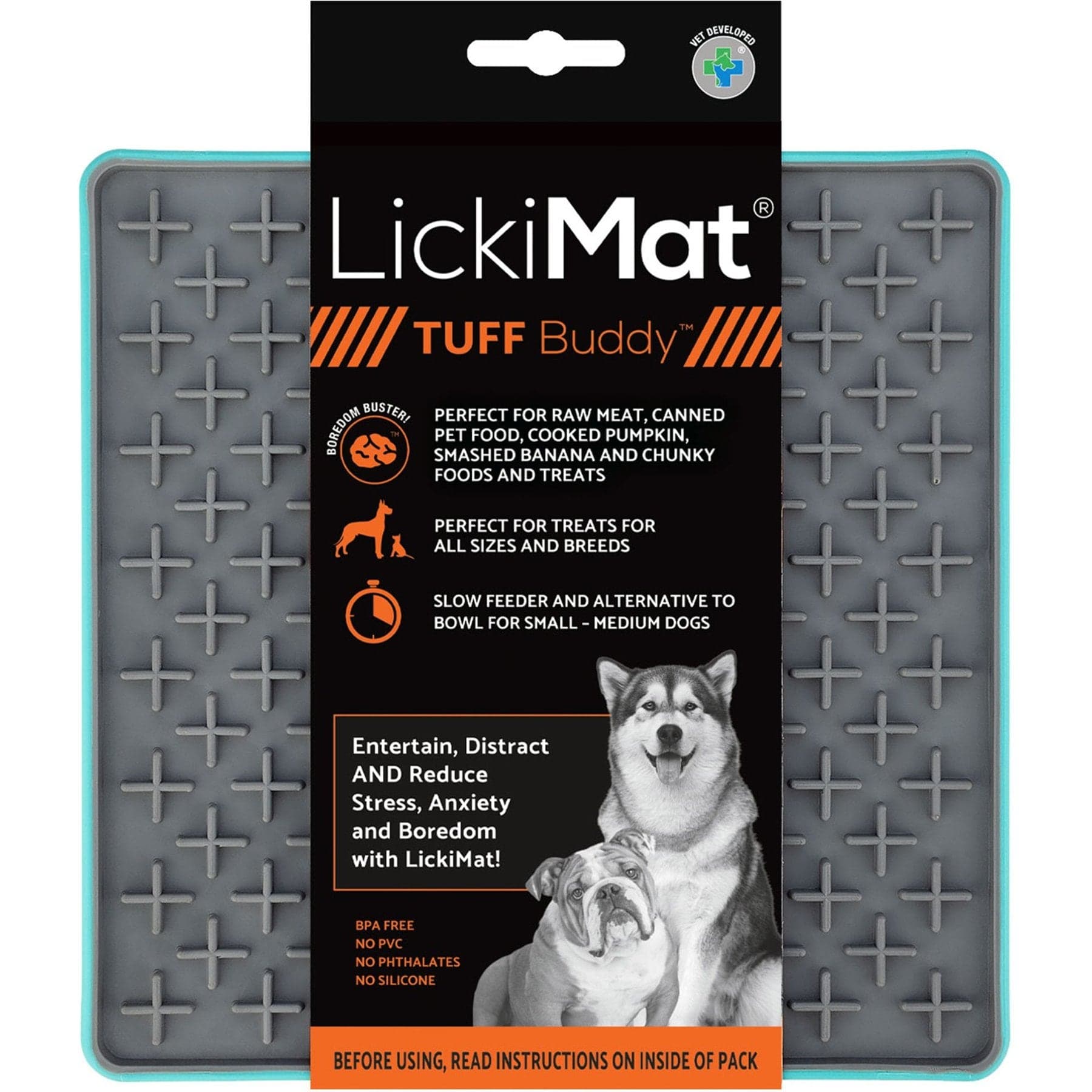 LickiMat Tuff Buddy Non-Skid Thermoplastic Rubber Dog Bowl, Turquoise