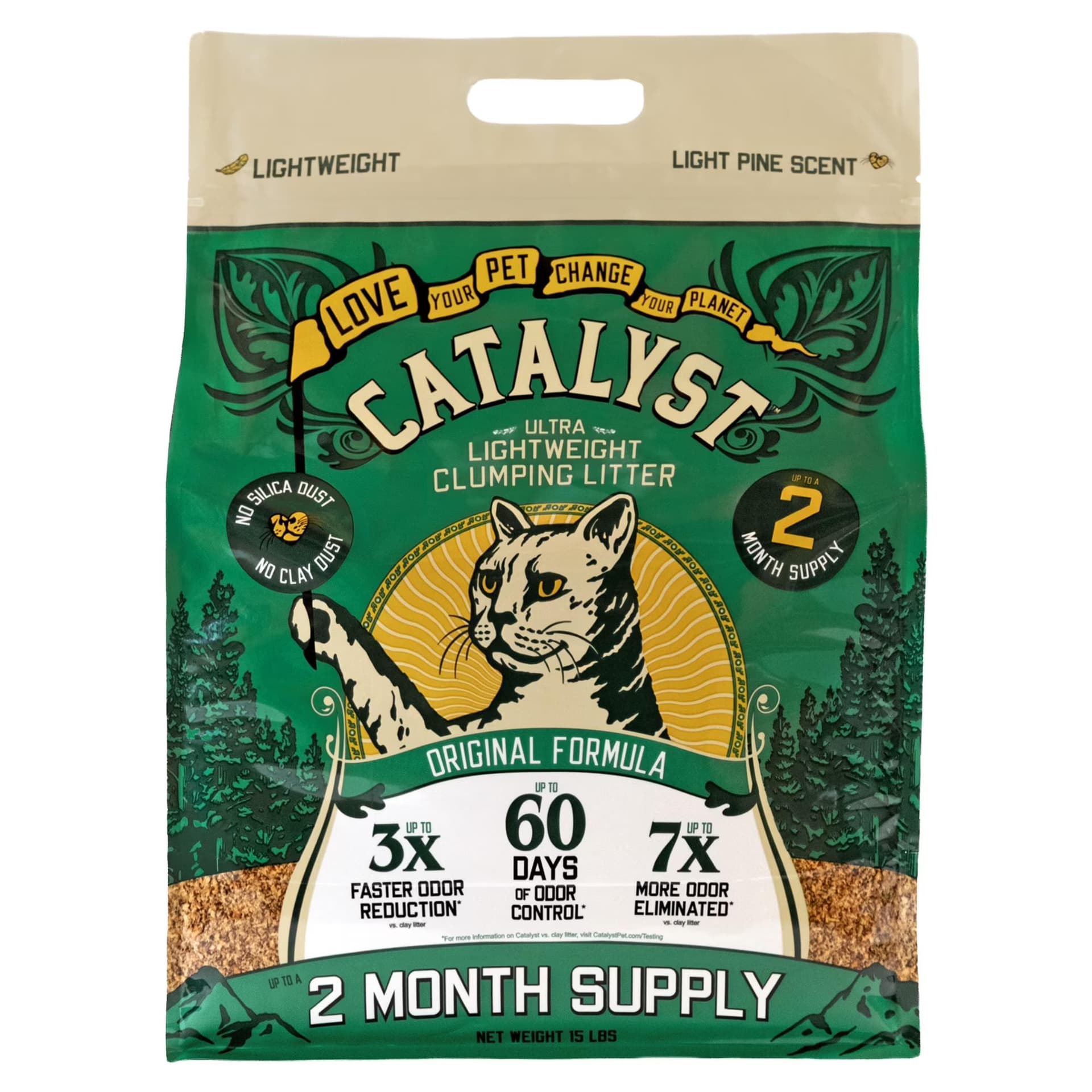 Catalyst Pet Softwood Natural Clumping Cat Litter, Original Formula, 15-lb bag