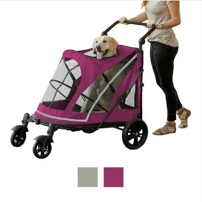 Pet Gear Expedition no-zip dog and cat stroller in boysenberry