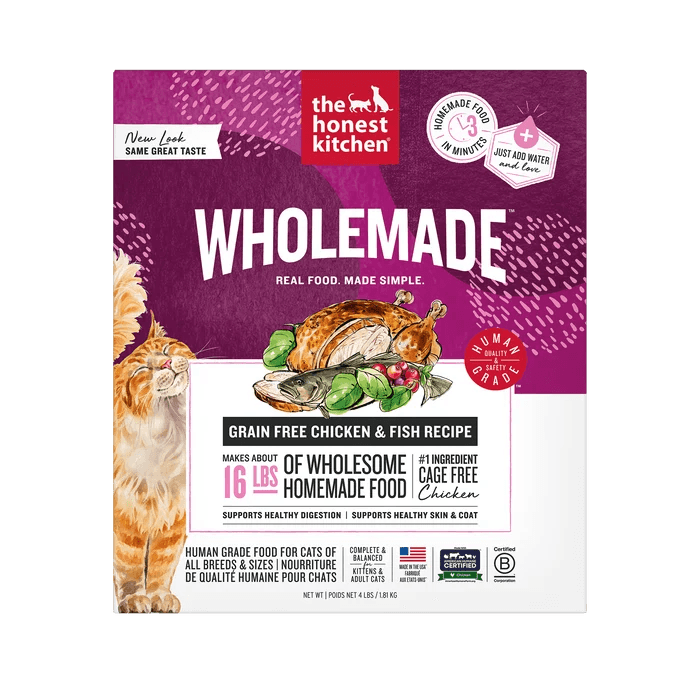 The Honest Kitchen Dehydrated Grain Free Chicken & Fish Cat Food, 4 lb package