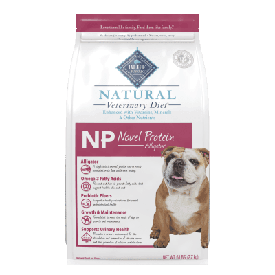 BLUE Natural Veterinary Diet NP Novel Protein Alligator Dry Dog Food bag