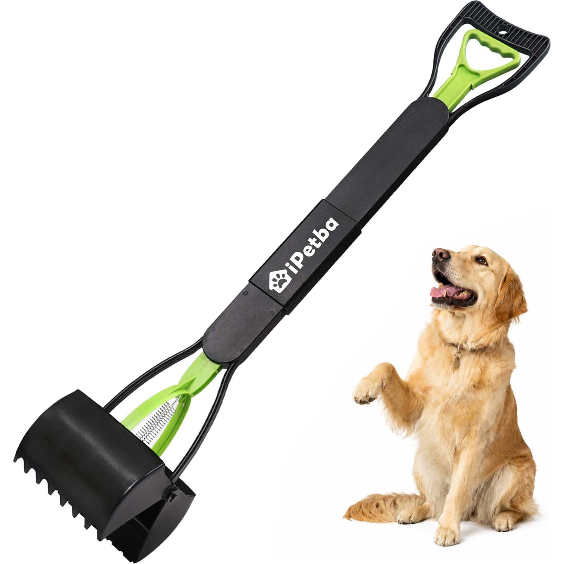iPetba Heavy Duty Long Handle Dog Pooper Scooper for Yard, 32-in, Meadow Green, 1 count