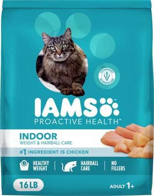 Iams Proactive Health Indoor Weight & Hairball Care chicken and turkey dry cat food, 16-lb bag
