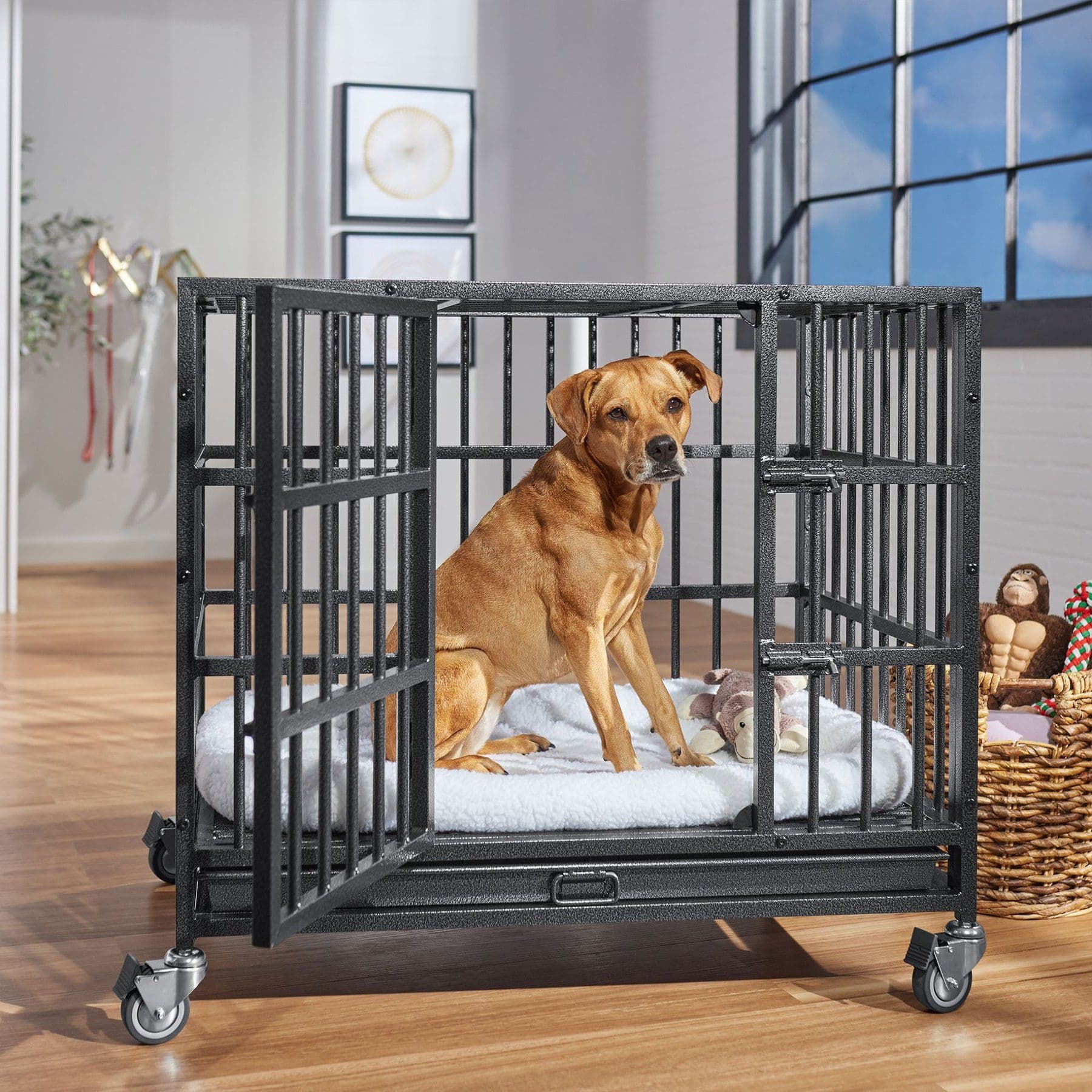 Frisco Ultimate Heavy Duty Steel Metal Single Door Dog Crate, Medium