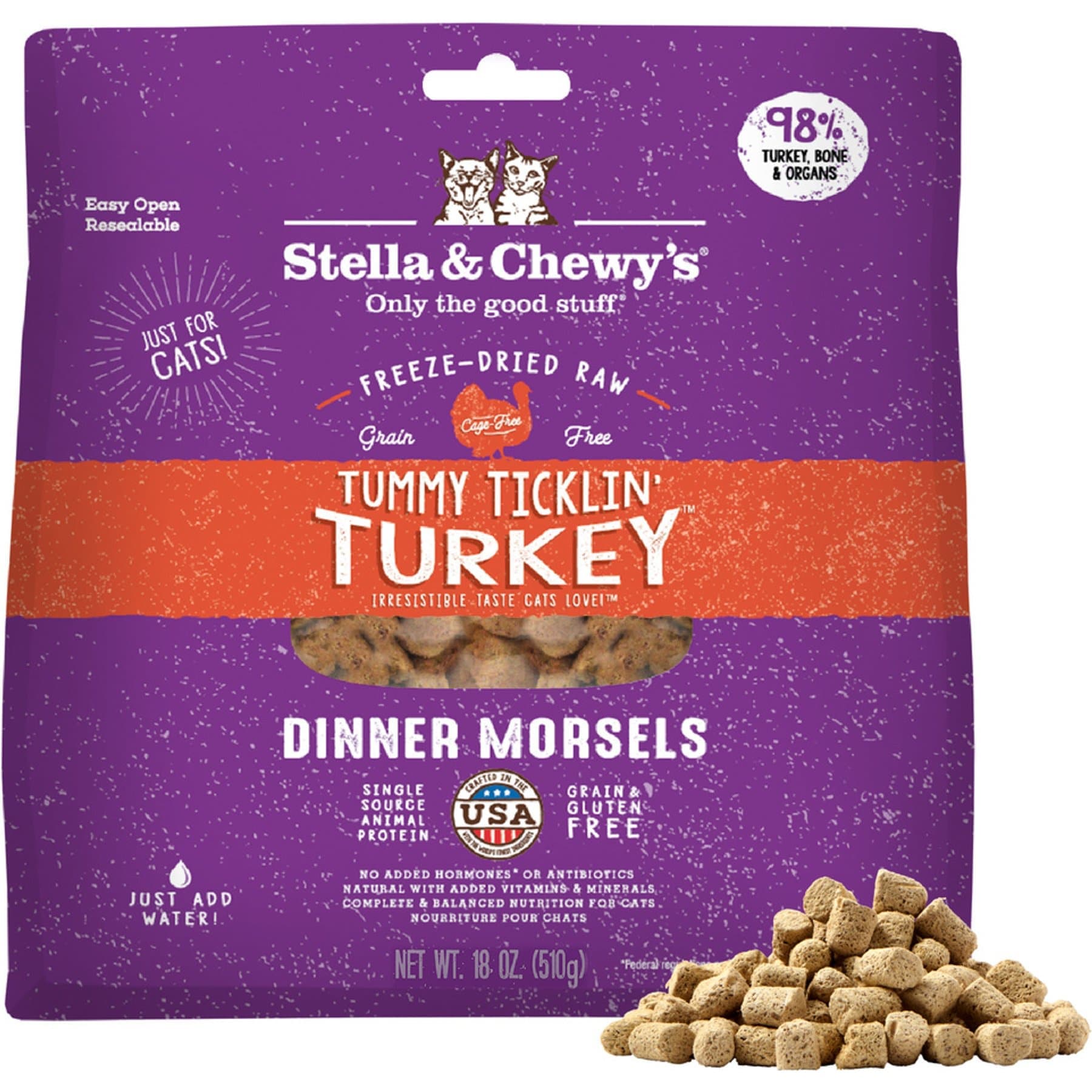 Stella & Chewy's Tummy Ticklin' Turkey Freeze-Dried Cat Food, 18-oz