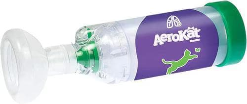 Trudell AeroKat feline asthma aerosol chamber spacer with cat face mask