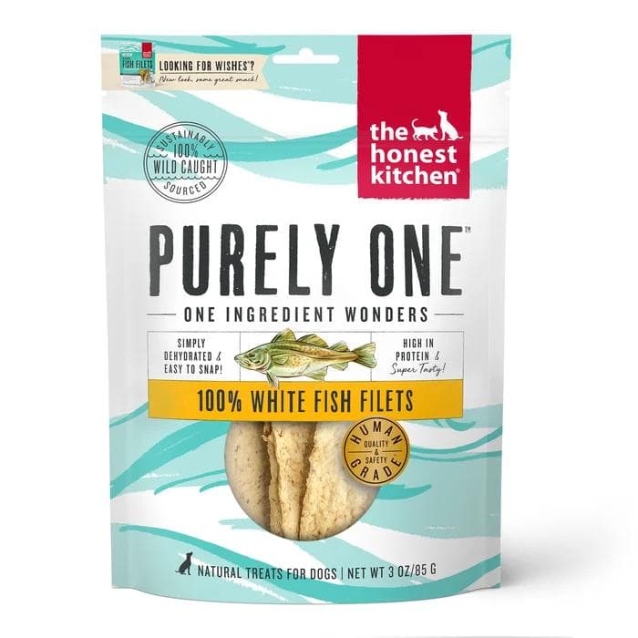The Honest Kitchen Purely One 100% White Fish Filets Dog Treats, 3 oz package