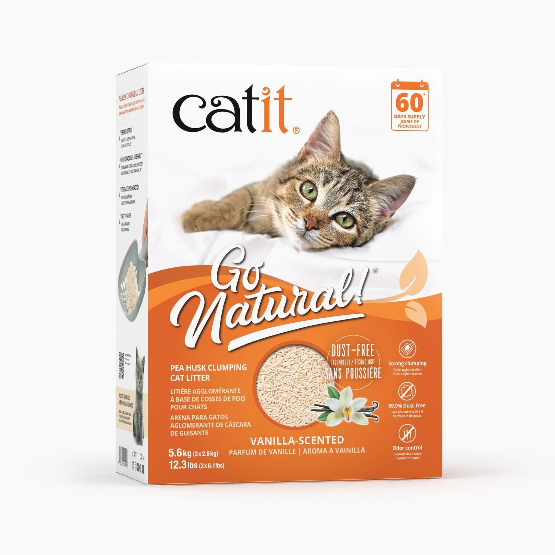 Catit Go Natural Pea Husk Clumping Cat Litter, Vanilla, 12.3-lb box