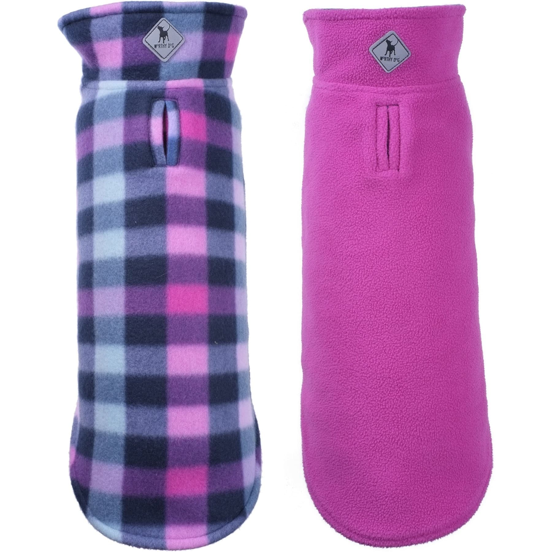 The Worthy Dog Fargo Fleece Dog Jacket, Purple, 12-in
