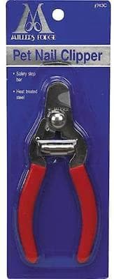 Millers Forge pet nail clipper with safety stop and red handles