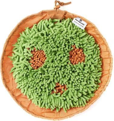 Pet Parents Forager green snuffle mat and slow feeder dog bowl in Meadow Natural