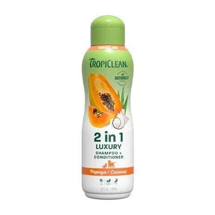 TropiClean Luxury 2-in-1 Papaya and Coconut Dog Shampoo and Conditioner, 20 fl oz bottle