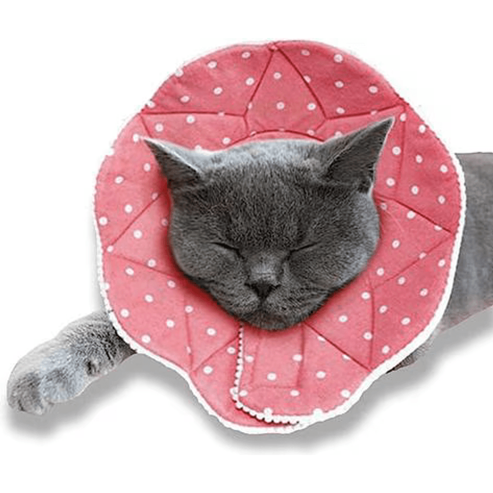 SunGrow pink padded soft fabric recovery cone for dogs and cats, protective e-collar