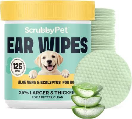 Scrubby Aloe Vera & Eucalyptus Hypoallergenic Dog Ear Wipes tub, 125 count