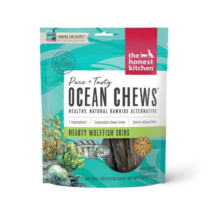The Honest Kitchen Ocean Chews Hearty Wolffish Skins Beams, 3.25 oz package
