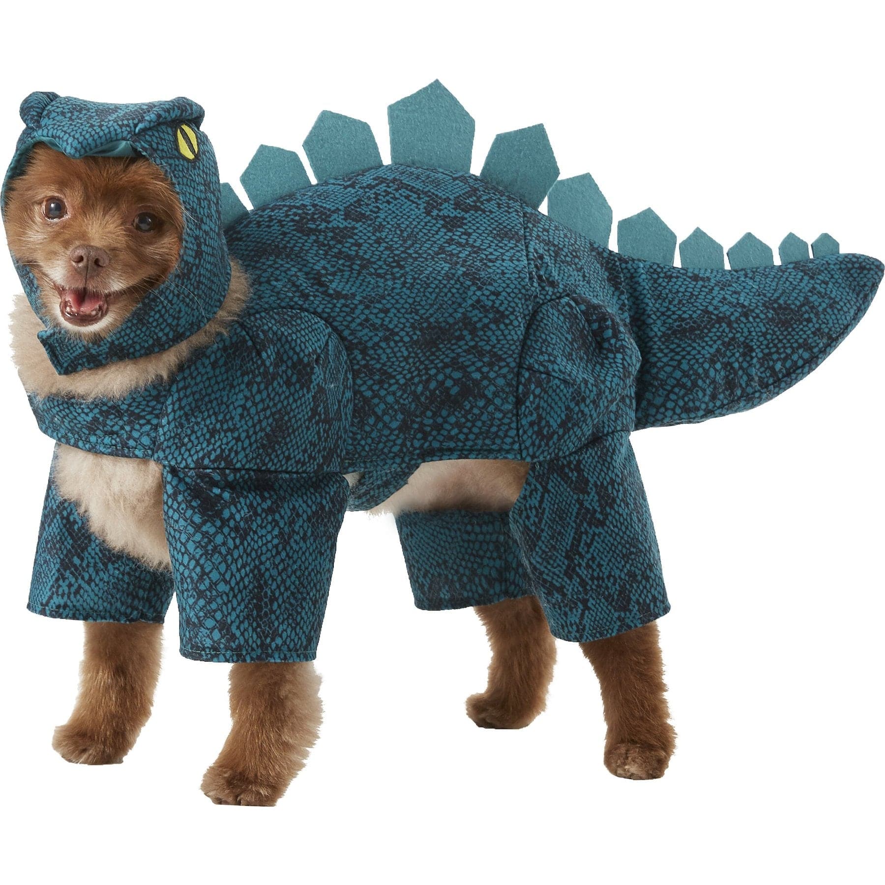 Frisco teal Stegosaurus costume with separate dinosaur-head hat, Medium