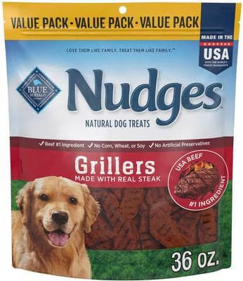 Blue Buffalo Nudges Grillers Steak Natural Dog Treats, 36 oz bag