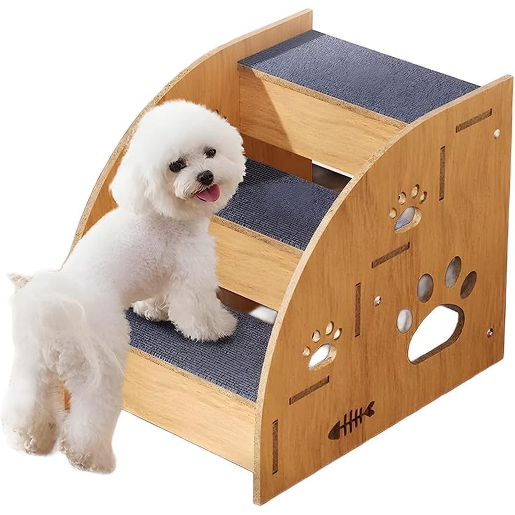 NonoPets Non-Slip Wooden Dog Stairs, 3-Steps