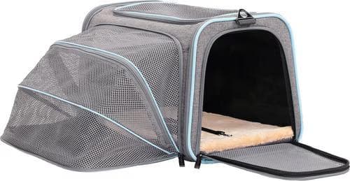 Petsfit light gray expandable airline-approved soft-sided dog and cat carrier